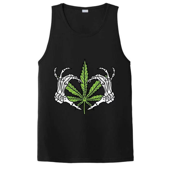 Skeleton Hand Heart Lazy Diy Halloween Costume Weed Stoner Funny Gift Performance Tank