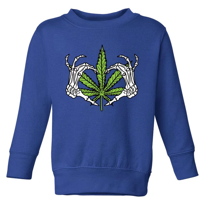 Skeleton Hand Heart Lazy Diy Halloween Costume Weed Stoner Funny Gift Toddler Sweatshirt