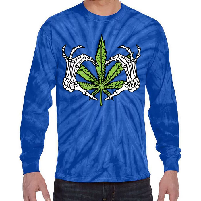 Skeleton Hand Heart Lazy Diy Halloween Costume Weed Stoner Funny Gift Tie-Dye Long Sleeve Shirt