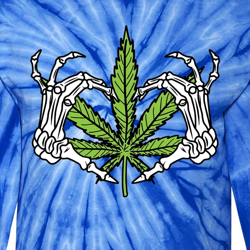 Skeleton Hand Heart Lazy Diy Halloween Costume Weed Stoner Funny Gift Tie-Dye Long Sleeve Shirt