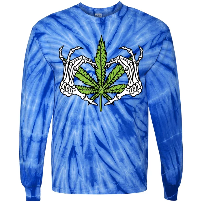 Skeleton Hand Heart Lazy Diy Halloween Costume Weed Stoner Funny Gift Tie-Dye Long Sleeve Shirt