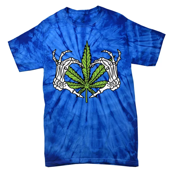 Skeleton Hand Heart Lazy Diy Halloween Costume Weed Stoner Funny Gift Tie-Dye T-Shirt