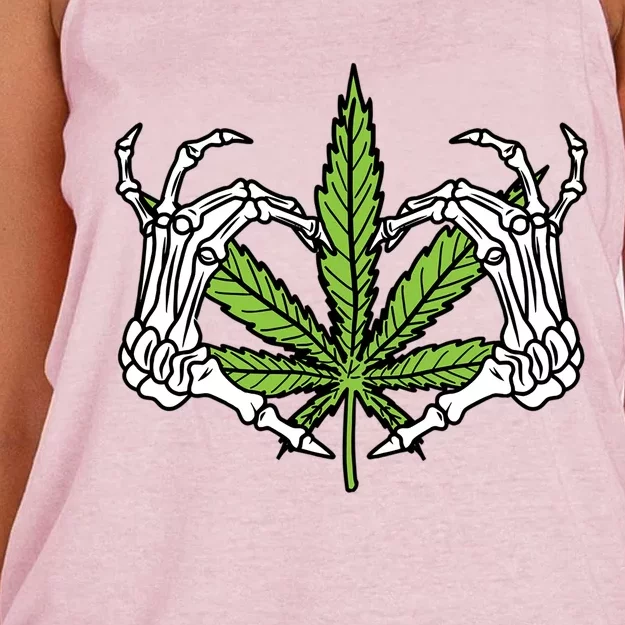 Skeleton Hand Heart Lazy Diy Halloween Costume Weed Stoner Funny Gift Women's Knotted Racerback Tank