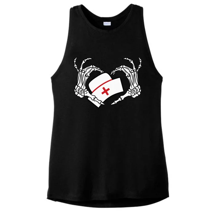 Skeleton Hand Heart Lazy DIY Halloween Costume Nurse RN Ladies Tri-Blend Wicking Tank