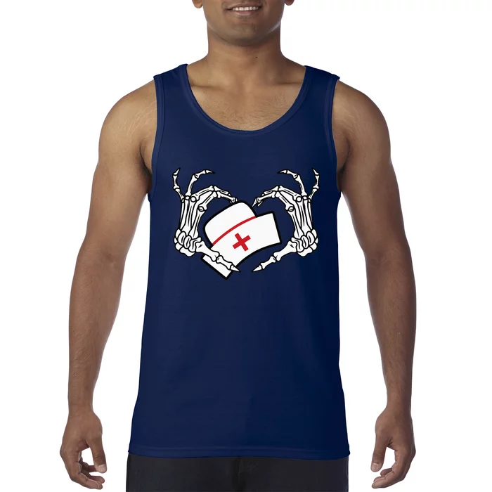 Skeleton Hand Heart Lazy DIY Halloween Costume Nurse RN Tank Top