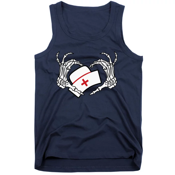 Skeleton Hand Heart Lazy DIY Halloween Costume Nurse RN Tank Top