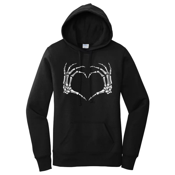 Skeleton Hands Heart Sign Retro Halloween Women's Pullover Hoodie