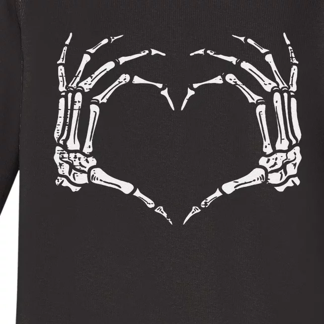 Skeleton Hands Heart Sign Retro Halloween Baby Long Sleeve Bodysuit