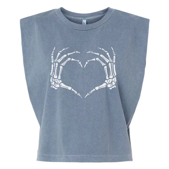 Skeleton Hands Heart Sign Retro Halloween Garment-Dyed Women's Muscle Tee