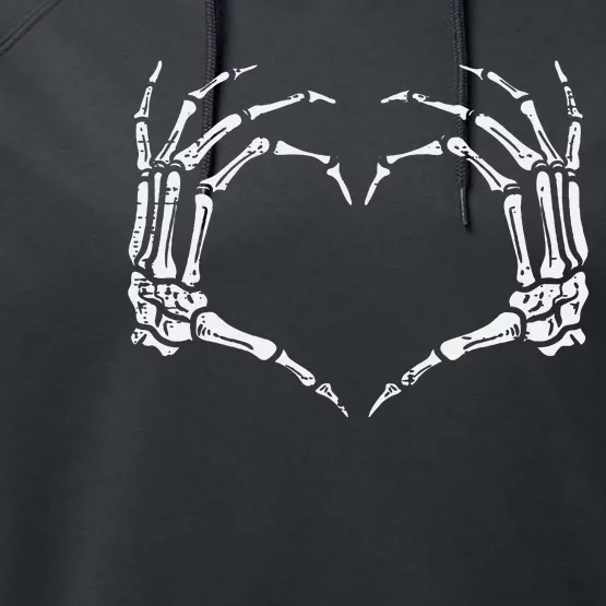 Skeleton Hands Heart Sign Retro Halloween Costume Performance Fleece Hoodie