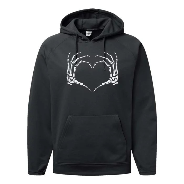 Skeleton Hands Heart Sign Retro Halloween Costume Performance Fleece Hoodie