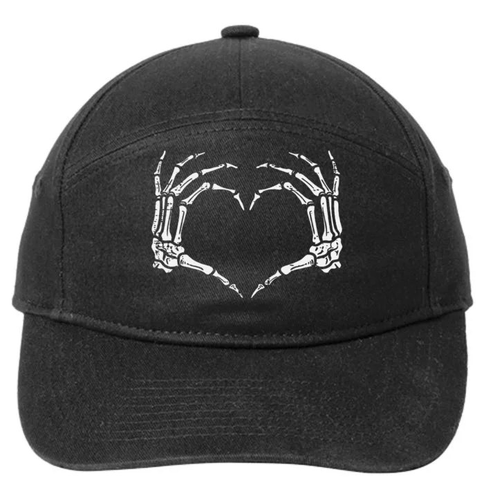 Skeleton Hands Heart Sign Retro Halloween Costume 7-Panel Snapback Hat