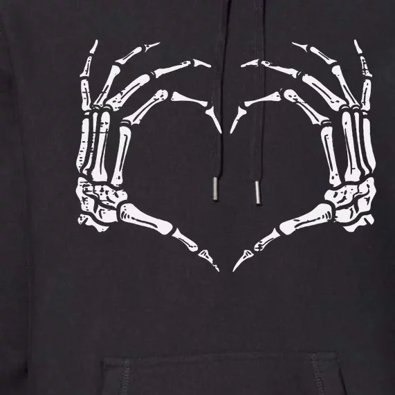 Skeleton Hands Heart Sign Retro Halloween Costume Premium Hoodie