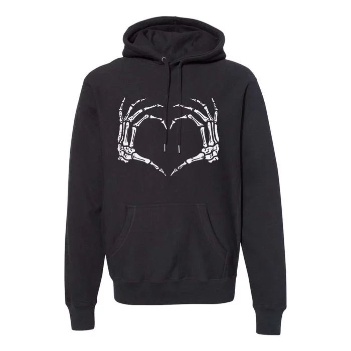 Skeleton Hands Heart Sign Retro Halloween Costume Premium Hoodie