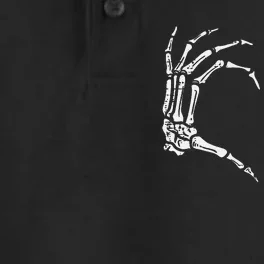 Skeleton Hands Heart Sign Retro Halloween Costume Dry Zone Grid Performance Polo