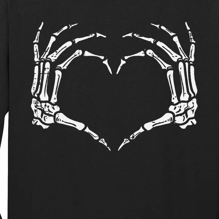 Skeleton Hands Heart Sign Retro Halloween Costume Tall Long Sleeve T-Shirt