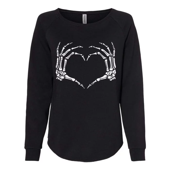 Skeleton Hands Heart Sign Retro Halloween Costume Womens California Wash Sweatshirt