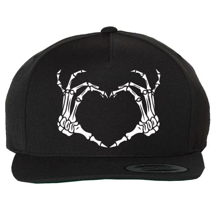 Skeleton Hand Heart Halloween Funny Bones Love Wool Snapback Cap