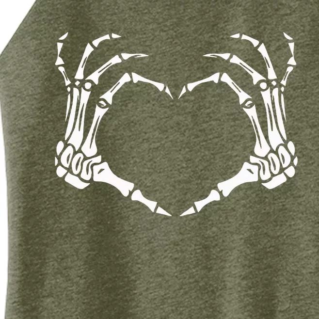 Skeleton Hands Heart Sign Shirts Retro Halloween Women’s Perfect Tri Rocker Tank