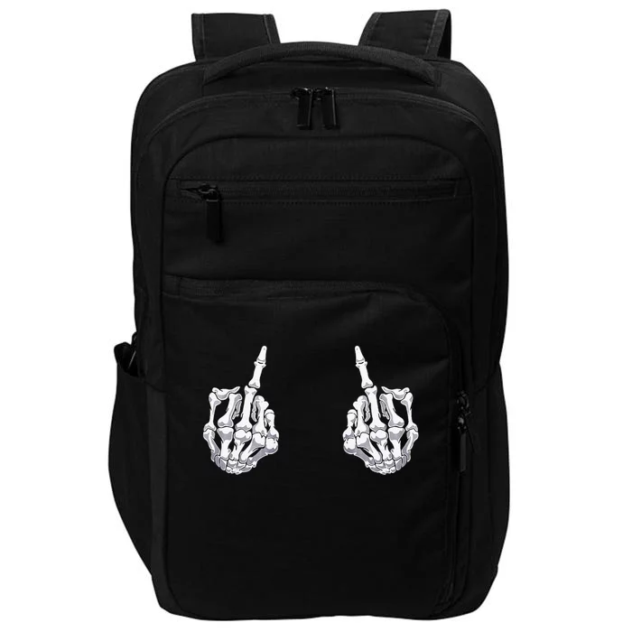 skeleton hand halloween bones middle finger skull Impact Tech Backpack