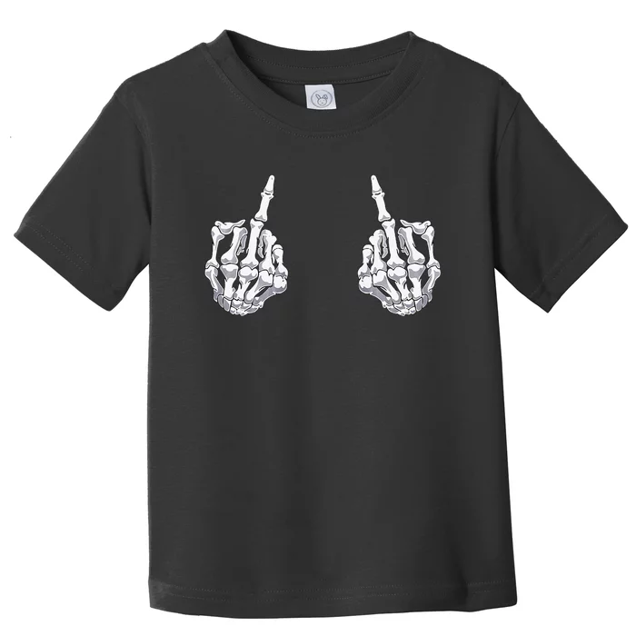 skeleton hand halloween bones middle finger skull Toddler T-Shirt