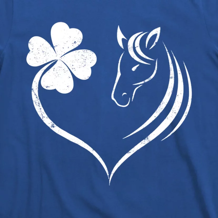 Shamrock Heart Horse Clover St Patricks Day Horseback Riding Meaningful Gift T-Shirt