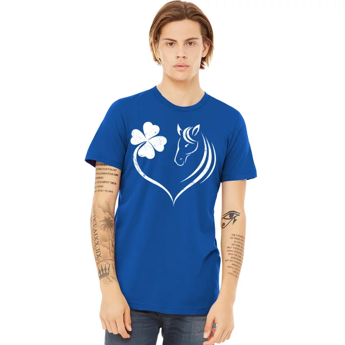 Shamrock Heart Horse Clover St Patricks Day Horseback Riding Meaningful Gift Premium T-Shirt