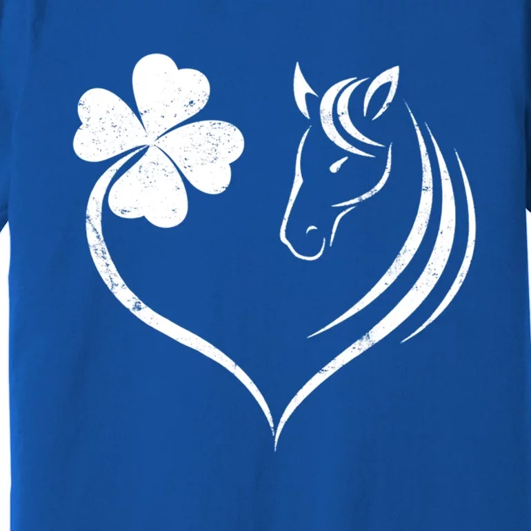 Shamrock Heart Horse Clover St Patricks Day Horseback Riding Meaningful Gift Premium T-Shirt