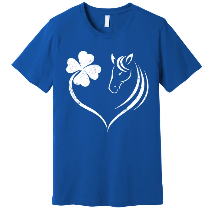 Shamrock Heart Horse Clover St Patricks Day Horseback Riding Meaningful Gift Premium T-Shirt