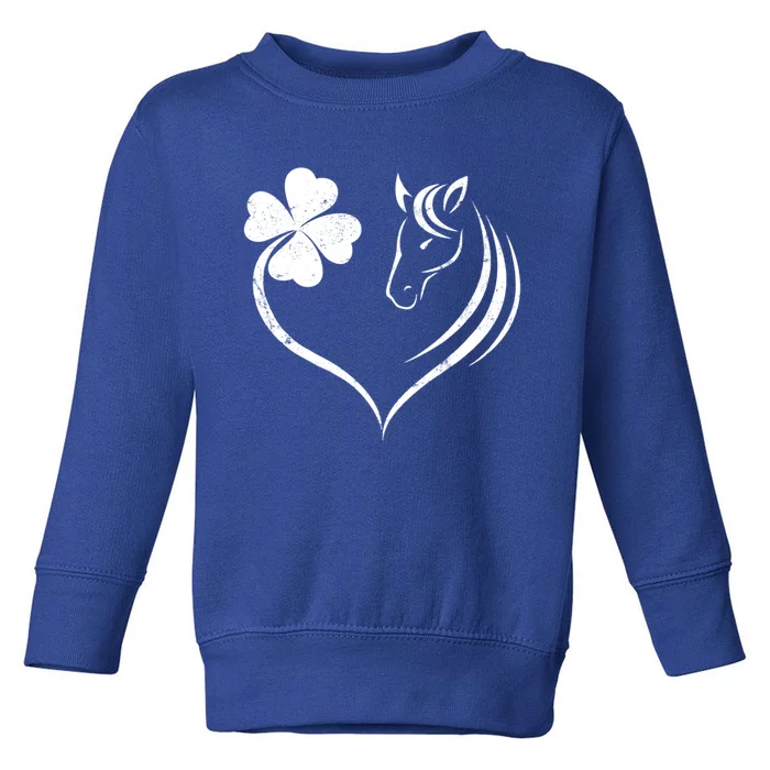 Shamrock Heart Horse Clover St Patricks Day Horseback Riding Meaningful Gift Toddler Sweatshirt