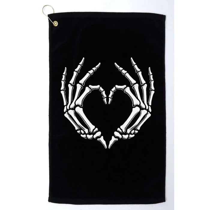 Skeleton Hands Heart Sign Retro Halloween Costume Women Girl Gift Platinum Collection Golf Towel