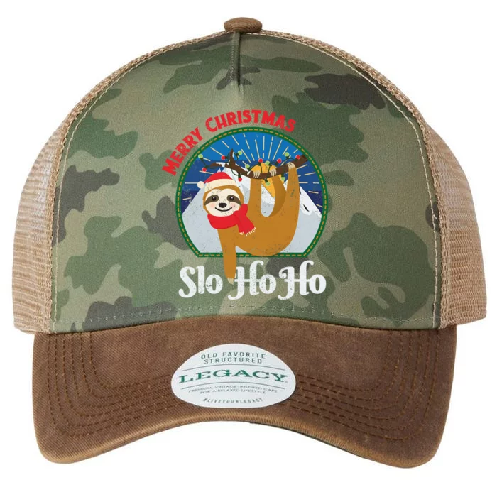 Slo Ho Ho Merry Christmas Sloth Christmas Team Gift Legacy Tie Dye Trucker Hat