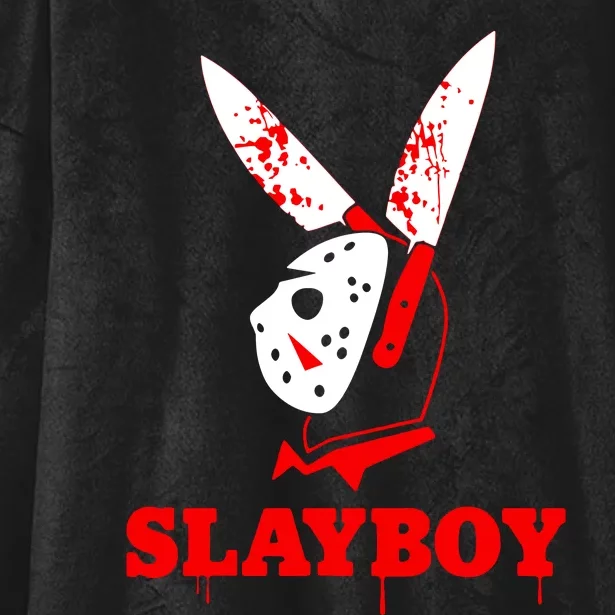 Scary Halloween Horror Slay Boy Hockey Mask Parody Hooded Wearable Blanket