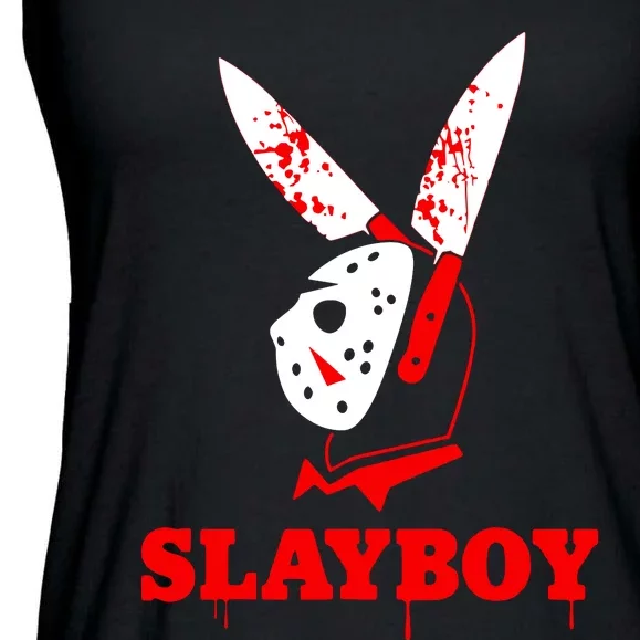 Scary Halloween Horror Slay Boy Hockey Mask Parody Ladies Essential Flowy Tank