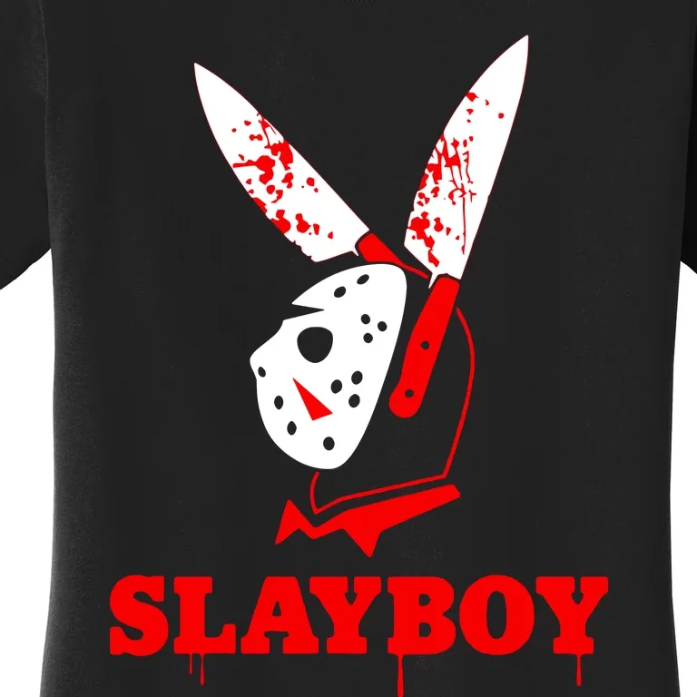 Scary Halloween Horror Slay Boy Hockey Mask Parody Women's T-Shirt