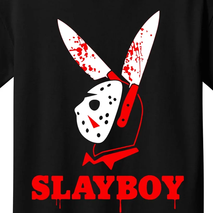 Scary Halloween Horror Slay Boy Hockey Mask Parody Kids T-Shirt