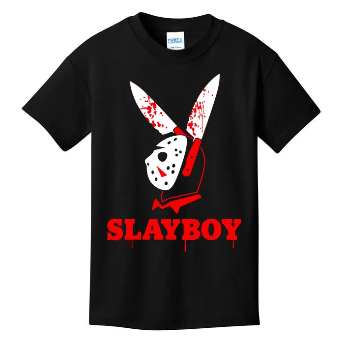 Scary Halloween Horror Slay Boy Hockey Mask Parody Kids T-Shirt