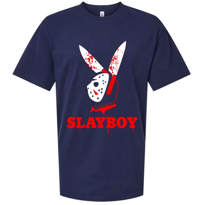 Scary Halloween Horror Slay Boy Hockey Mask Parody Sueded Cloud Jersey T-Shirt