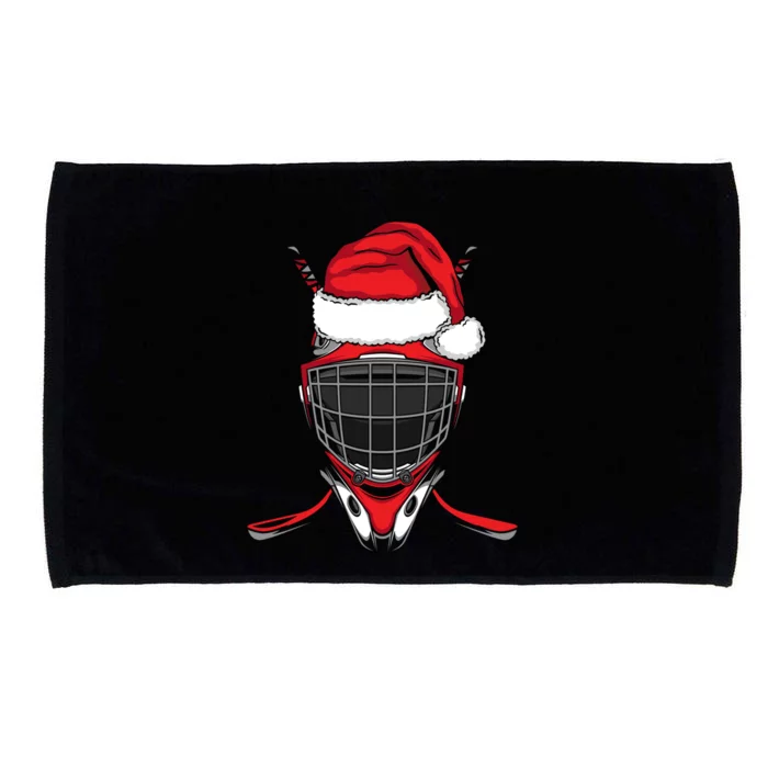 Santa Hat Hockey Sport Christmas Ice Hockey Player Great Gift Microfiber Hand Towel