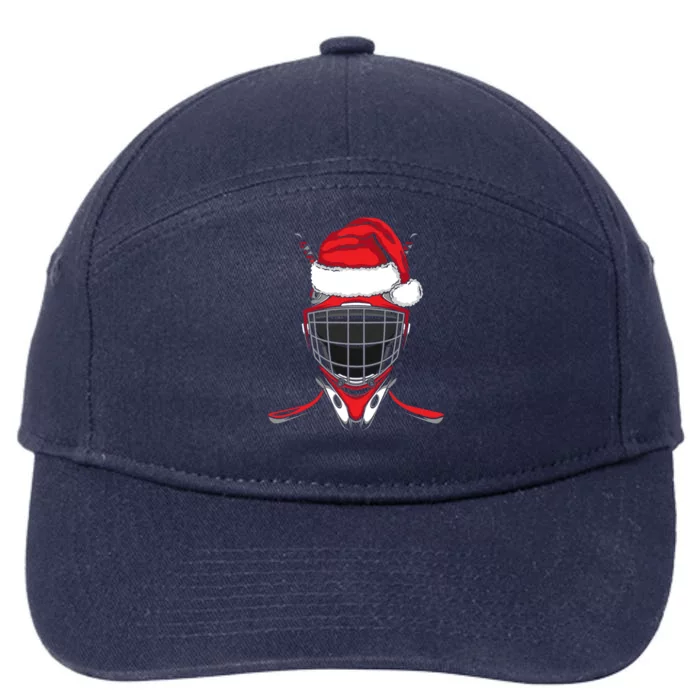 Santa Hat Hockey Sport Christmas Ice Hockey Player Great Gift 7-Panel Snapback Hat