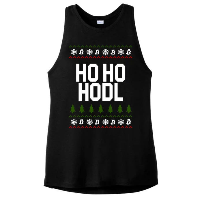 Santa Ho Ho Hodl Funny Crypto Ugly Christmas Ladies Tri-Blend Wicking Tank