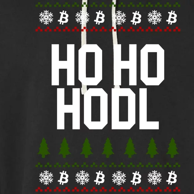 Santa Ho Ho Hodl Funny Crypto Ugly Christmas Garment-Dyed Fleece Hoodie