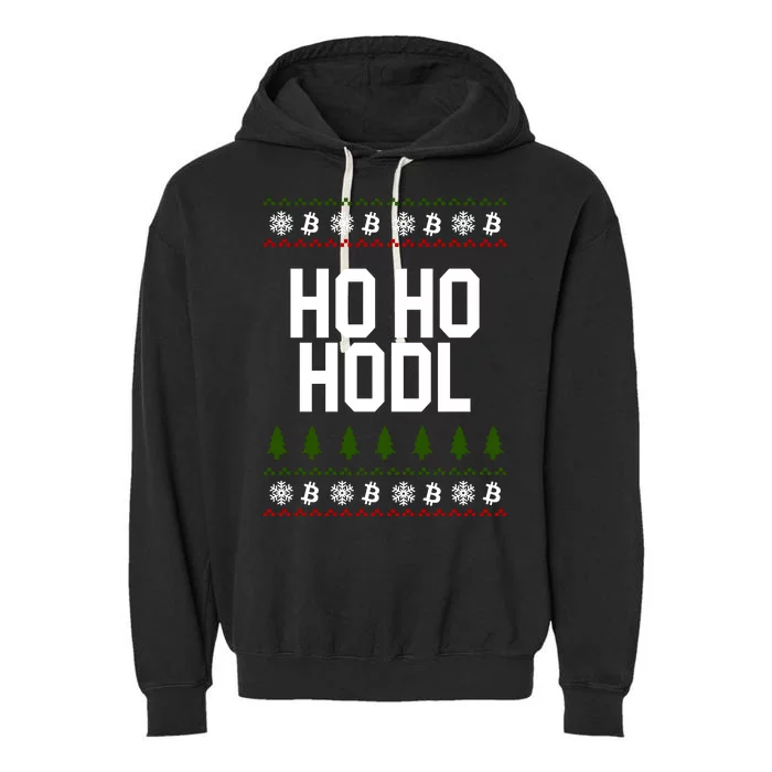 Santa Ho Ho Hodl Funny Crypto Ugly Christmas Garment-Dyed Fleece Hoodie