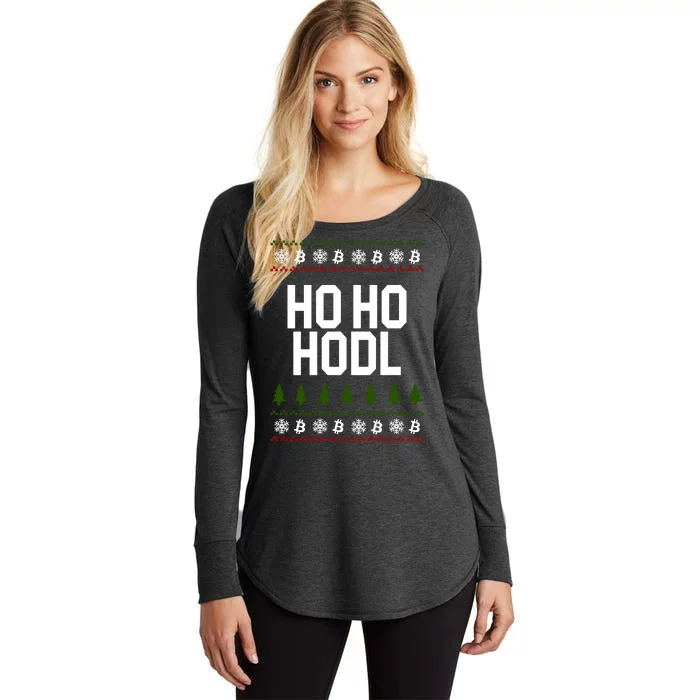 Santa Ho Ho Hodl Funny Crypto Ugly Christmas Women's Perfect Tri Tunic Long Sleeve Shirt