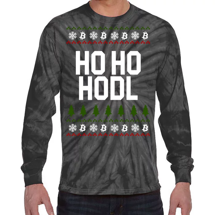 Santa Ho Ho Hodl Funny Crypto Ugly Christmas Tie-Dye Long Sleeve Shirt