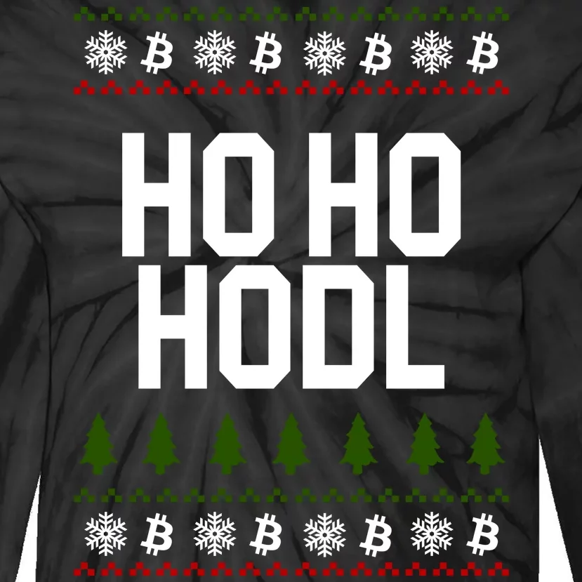 Santa Ho Ho Hodl Funny Crypto Ugly Christmas Tie-Dye Long Sleeve Shirt