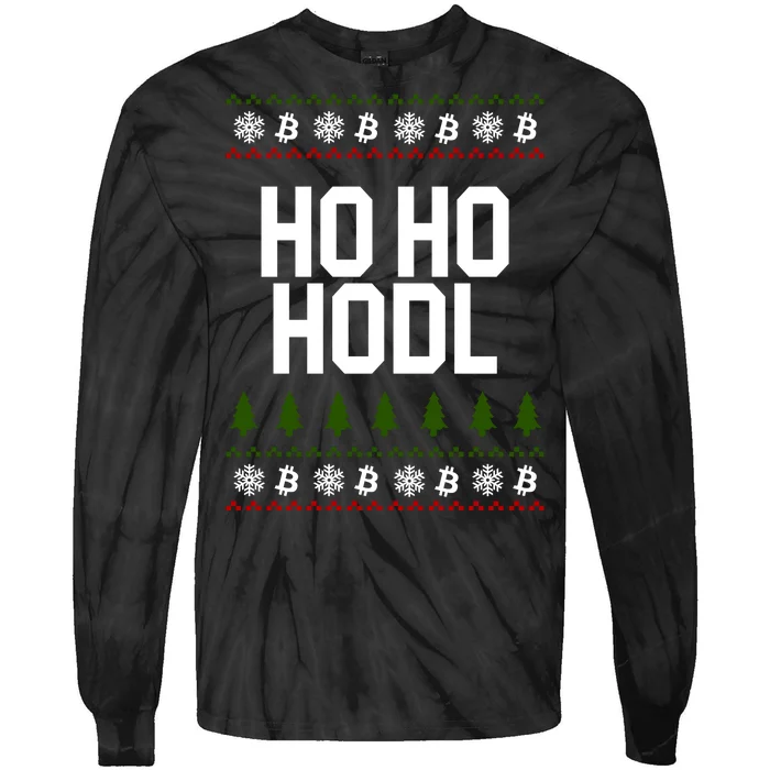 Santa Ho Ho Hodl Funny Crypto Ugly Christmas Tie-Dye Long Sleeve Shirt