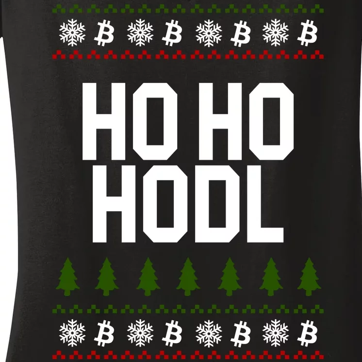 Santa Ho Ho Hodl Funny Crypto Ugly Christmas Women's V-Neck T-Shirt