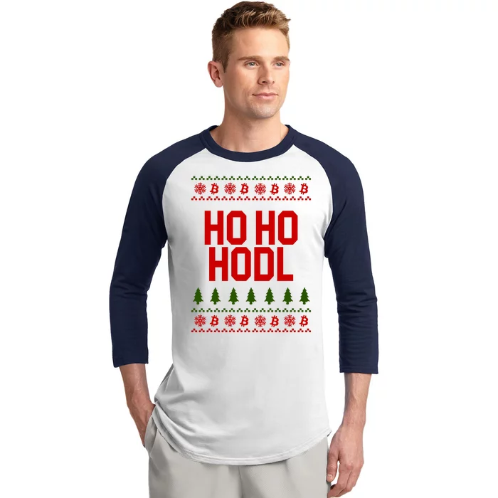 Santa Ho Ho Hodl Funny Crypto Ugly Christmas Baseball Sleeve Shirt