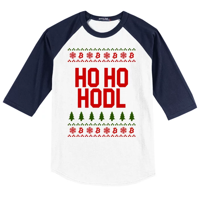 Santa Ho Ho Hodl Funny Crypto Ugly Christmas Baseball Sleeve Shirt